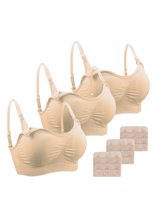Set 3 sutiene alaptare, Nylon, Bej, Bej, L
