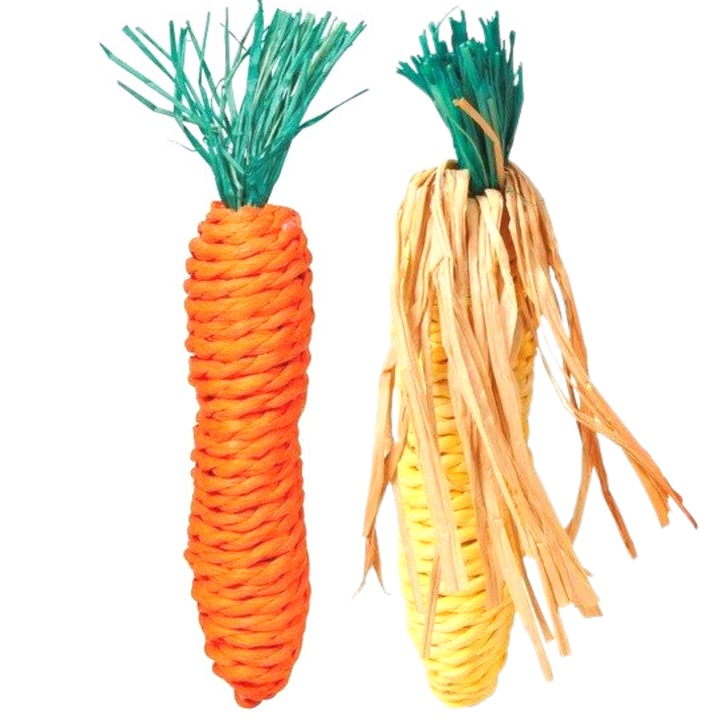 Комплект играчки за папагали HappyBird, 2 броя, XL, 15 см, Естествени цветове