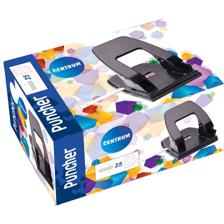 Перфоратор Centrum, 25 листа, Черен