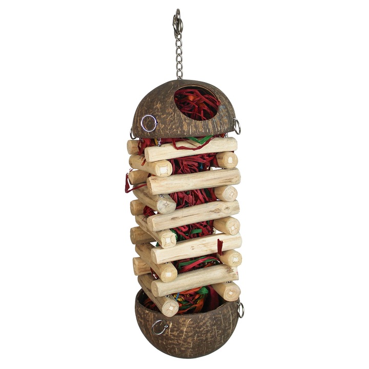 Játék papagájoknak, Home en Dier, fa, 50 cm, tarka