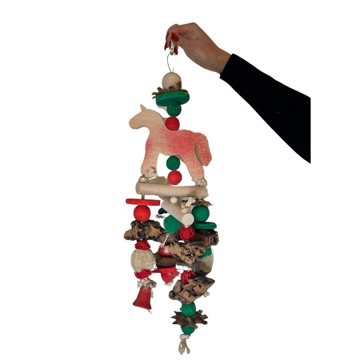 Играчка за средни и големи папагали, Miraculous Horse, визуална стимулация, многоцветна, 60см