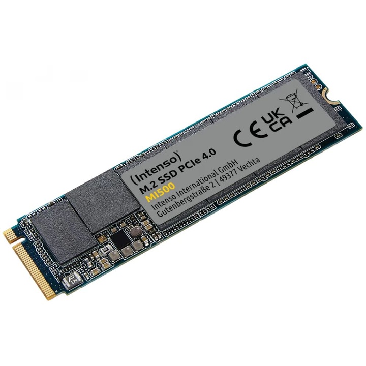 SSD Intenso MI500, 1 TB, M.2 2280, Запис: 4500 MB/s, Четене: 5300 MB/s, PCIe