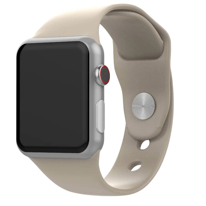 Apple Watch 1, 2, 3, 4, 5, 6, 7, 8, 9, SE eszközökkel kompatibilis Silicon Techancy szíj, állítható, sport, puha szilikon, kijelző 38-40 mm, szürke