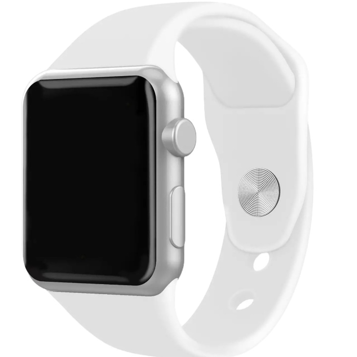 Techancy szilikon szíj kompatibilis Apple Watch 1, 2, 3, 4, 5, 6, 7, 8, 9, SE, állítható, sport, puha szilikon, kijelző 38-40 mm, fehér