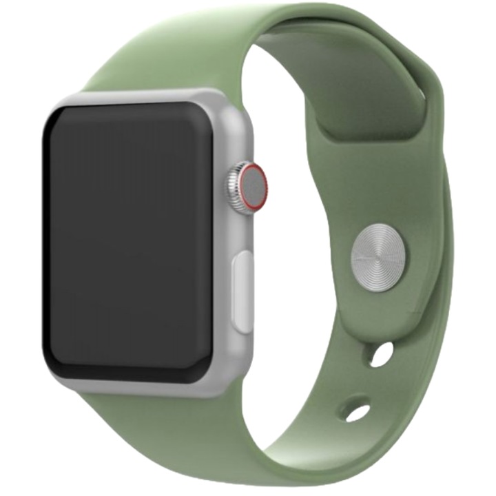 Apple Watch 1, 2, 3, 4, 5, 6, 7, 8, 9, Ultra, SE, állítható, sport, puha szilikon, 42-44 mm-es kijelző, zöld színű szilikon Techancy szíj