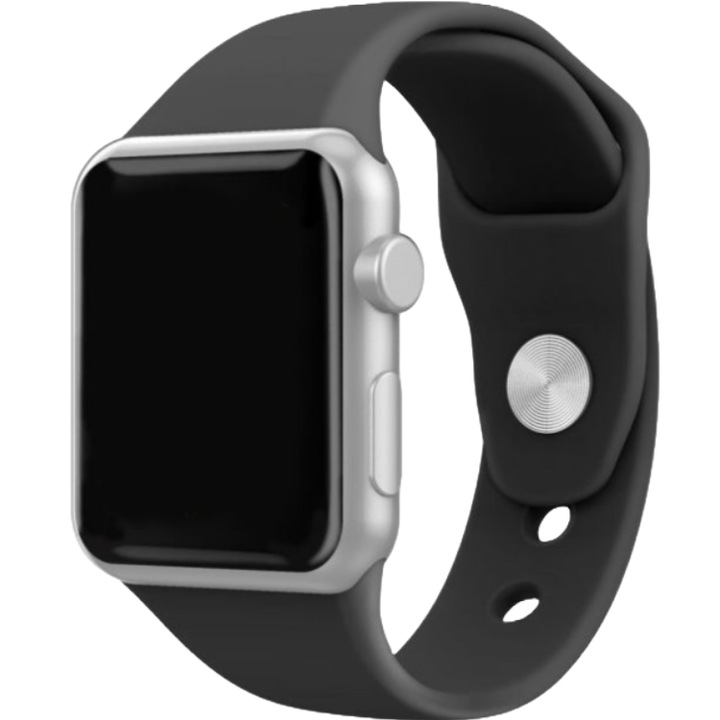 Apple Watch 1, 2, 3, 4, 5, 6, 7, 8, 9, Ultra, SE, állítható, sport, puha szilikon, 42-44 mm-es kijelző, fekete színű Silicon Techancy szíj