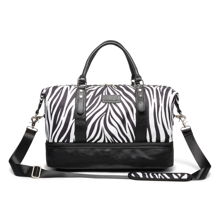 Utazótáska, Kinmac, 46x22x35 cm, Zebra, fehér és fekete