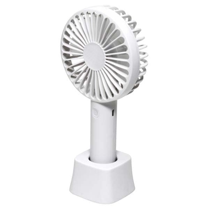 Ventilátor állvánnyal, USB töltéssel, teljesítmény 4W, 3 sebességfokozat, hordozható, Li-ion akkumulátor mellékelve, fehér