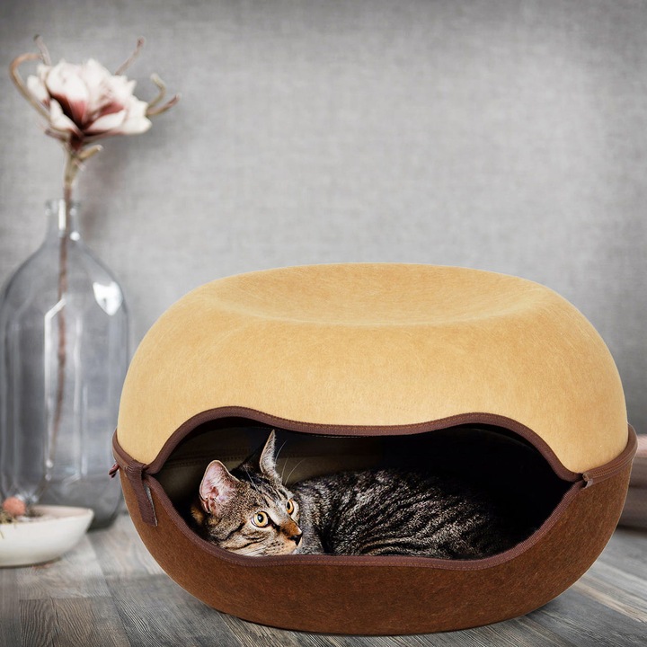 Culcus CanadianCat Cat Nest 2.0, иновативен дизайн, с възглавница, бежово/кафяво, 52x46x31см