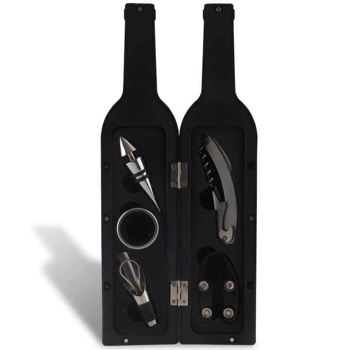 Set tip sticla cu 5 accesorii pentru vin Bohmann, negru