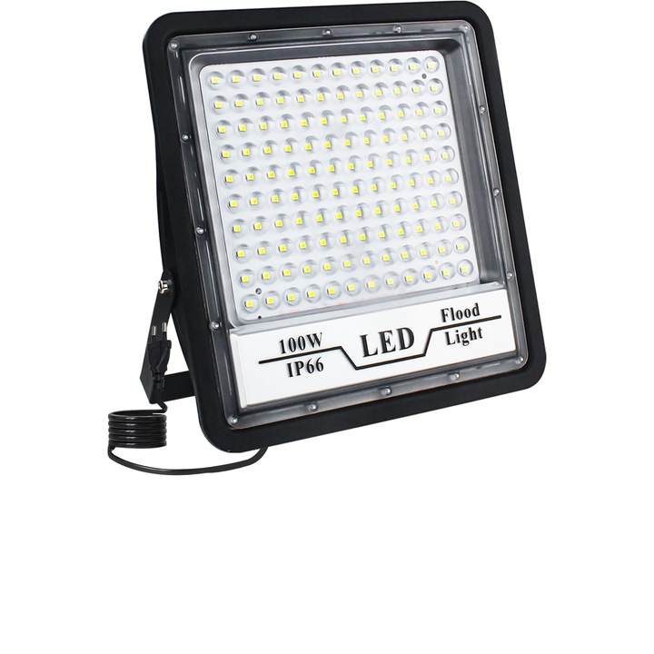 LED reflektor 100 W, kültéri használatra, szuper fényes 10000 lm, 6500 K, IP66 vízálló, F energiaosztály, fekete