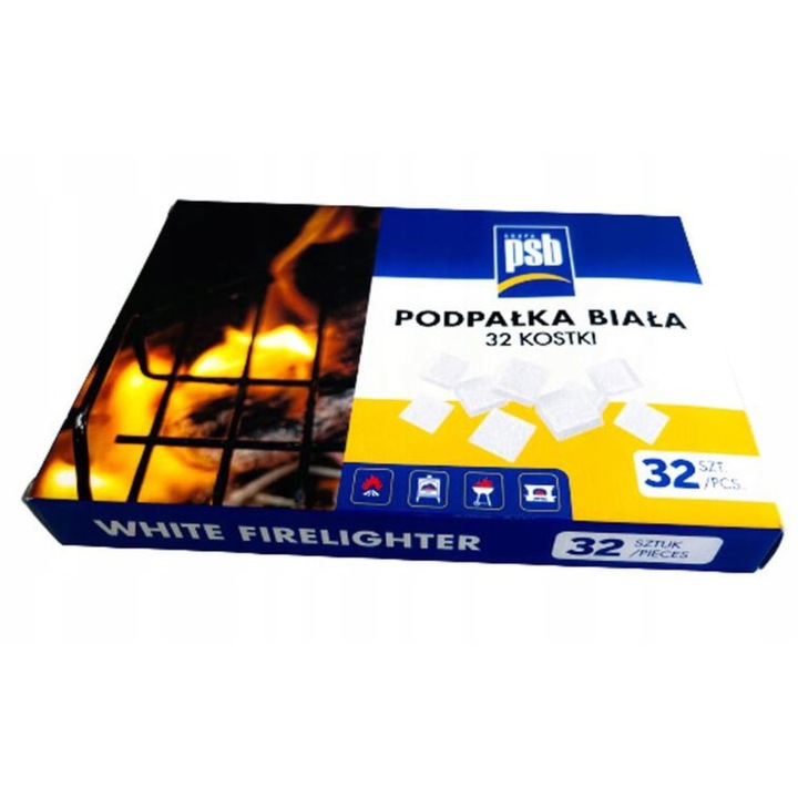 Set 32 cuburi aprindere gratar, PSB, parafina, alb