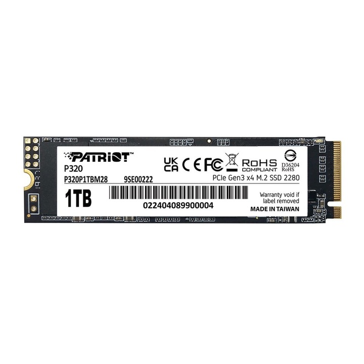 SSD, Patriot, Viper P320, 1TB, PCIe Gen 3 x4, 3000 MB/s, M.2 2280, 22x80mm