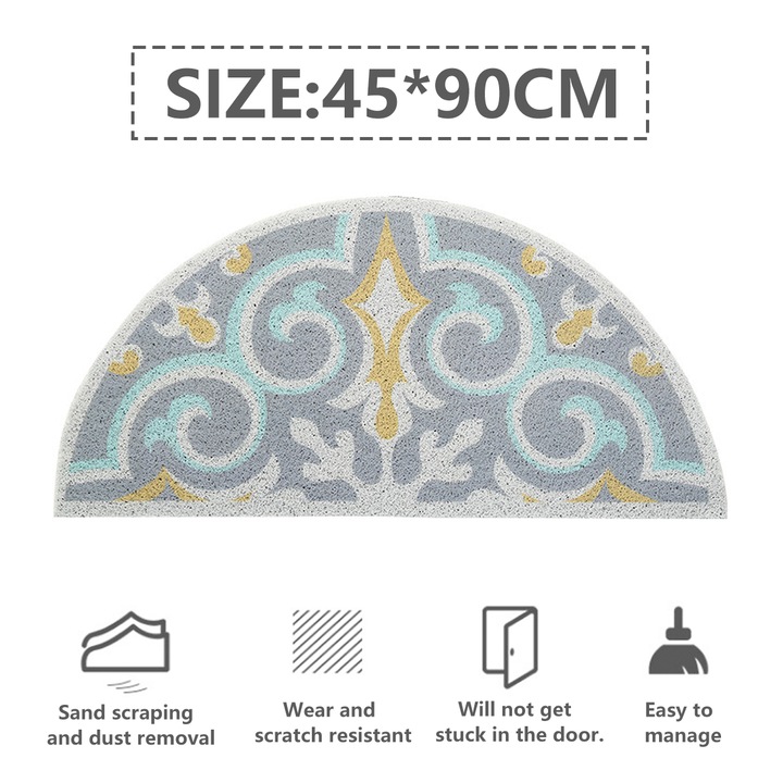 Covor semicerc antiderapant pentru intrare, multicolor, 45x90cm