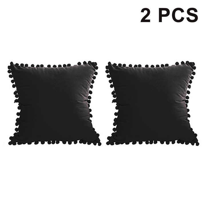 Díszpárnák, Jormftte, 2 db-os szett, bársony, fehér, sötétszürke, fekete, 45x45cm