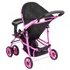 Carucior pentru papusi, Milly Mally Kate, metalic, pliabil, roz/negru, 52x33x53.5cm, +3ani