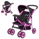 Carucior pentru papusi, Milly Mally Kate, metalic, pliabil, roz/negru, 52x33x53.5cm, +3ani