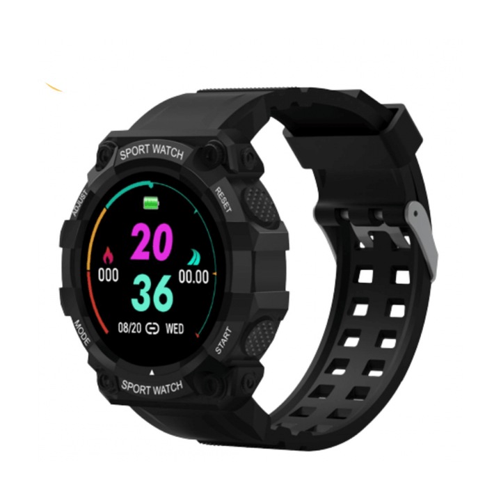 Водоустойчив смарт часовник FD68S, Известия за социални мрежи, Крачки, Черен
