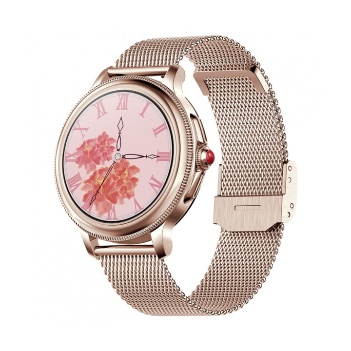 Дамски смарт часовник CF96 - Допълнителна каишка, Bluetooth разговори, LCD дисплей, Розов
