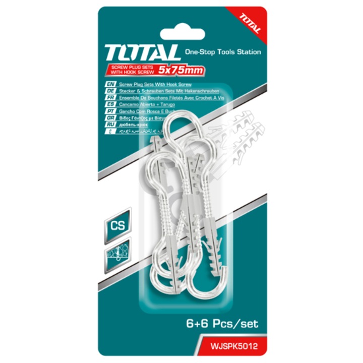 Set dibluri clasice 8 x 40 cu carlig C 5 x 75 mm, Total, 6 bucati