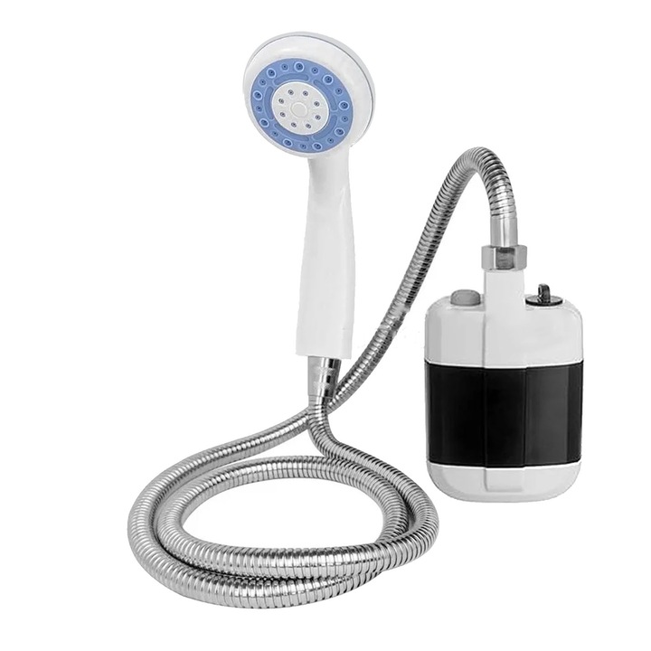 Hordozható zuhany akkumulátorral, 2200mAh, ABS, tömlő 1,44m