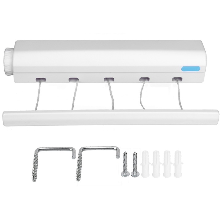 Простор за дрехи, прибиращ се, пластмаса, удължаващ се до 2 м, бял