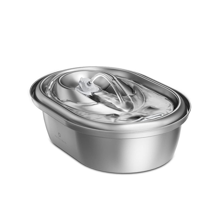 Fantana de apa pentru pisici, Inox, Ajustabila, Ultra-silentioasa, 23.1x22.8x9.9cm