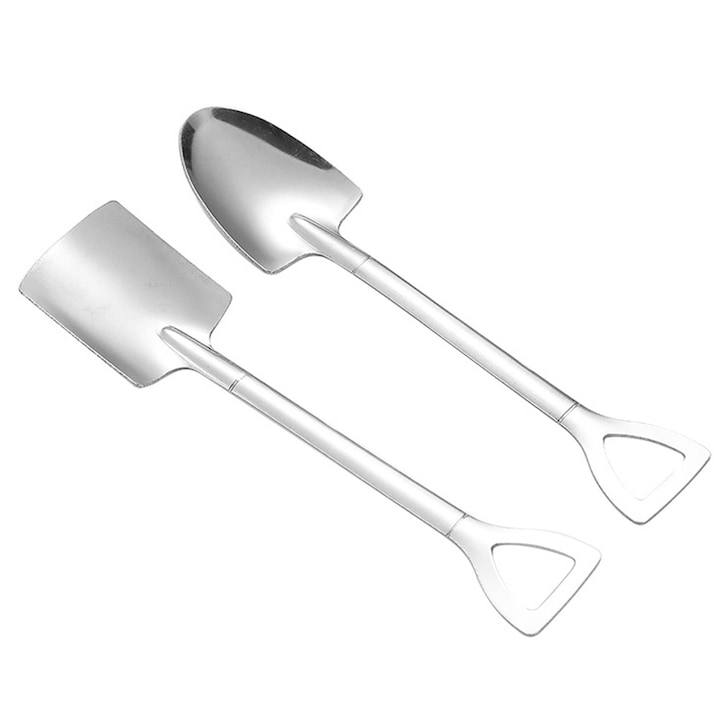 20 db-os desszertekanál készlet, rozsdamentes acél, lapátos kivitel, 16 x 3,6 cm, ezüst