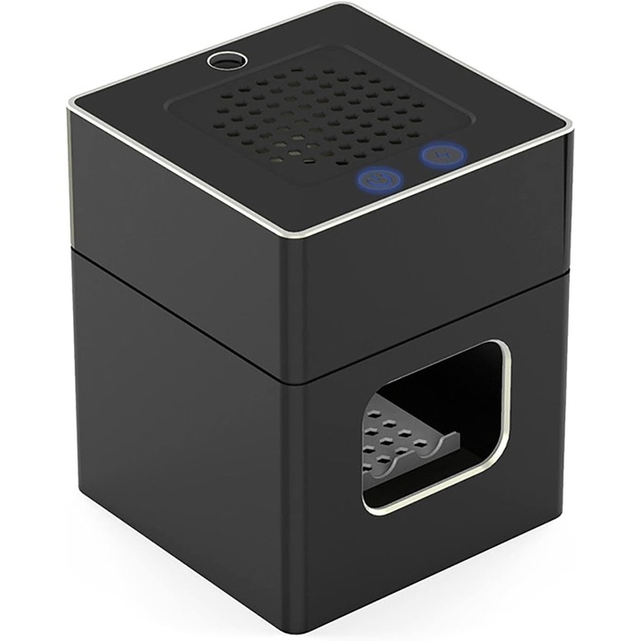 Многофункционален електрически пепелник с пречиствател на въздуха, вградена запалка, метална вътрешност, литиева батерия 1000 mAh, черен