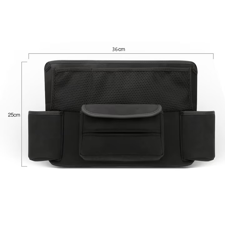 Органайзер за кола, IKKB, мултифункционален, 6 действия за съхранение, споделяне на чанта, скоба за седалка, кожа, черен