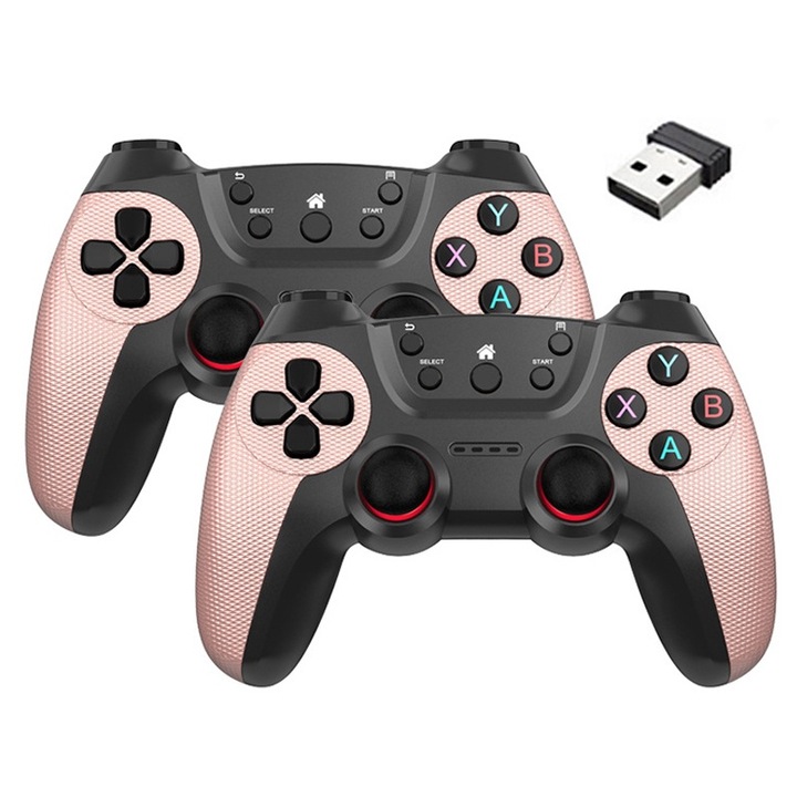 Gamepad Controller Set 2, VIELLAN, 2.4G Wireless, Android/PC/TV Boxhoz, Elemhasználat, Rózsaszín
