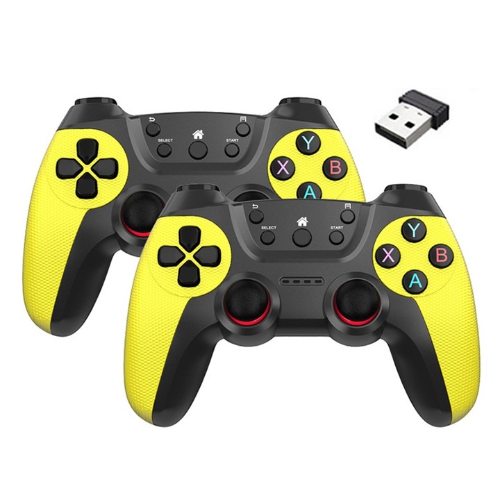 Gamepad Controller Set 2, VIELLAN, 2.4G Wireless, Android/PC/TV Boxhoz, Elemhasználat, Sárga