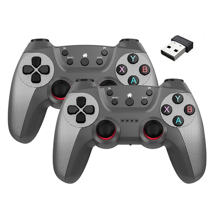 Gamepad Controller Set 2, VIELLAN, 2.4G Wireless, Android/PC/TV Boxhoz, Elemhasználat, Szürke
