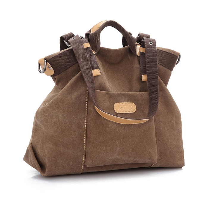 Jormftte női válltáska, retro, egyszínű, barna/lila, 38x19x22cm