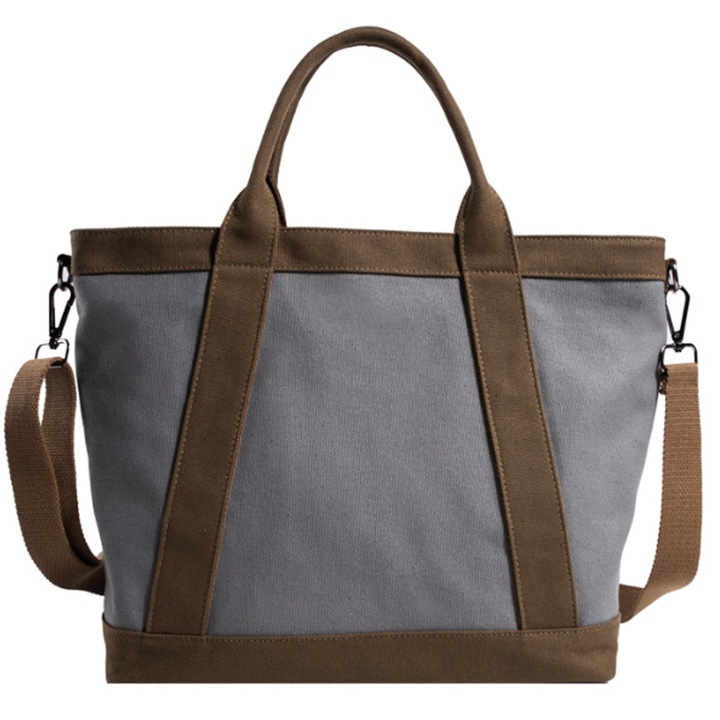 Női táska, QttvbTna, vászon, szürke/barna, 33x14x30 cm