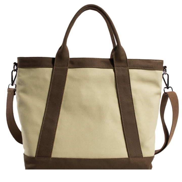 Női táska, QttvbTna, vászon, 33x14x30 cm, krém/barna