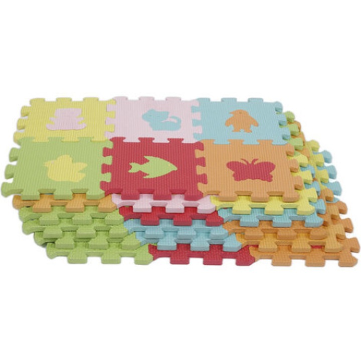 Set Covorase Puzzle Educationale, EVA, antiderapante, multicolor, 140x140cm, 72 piese