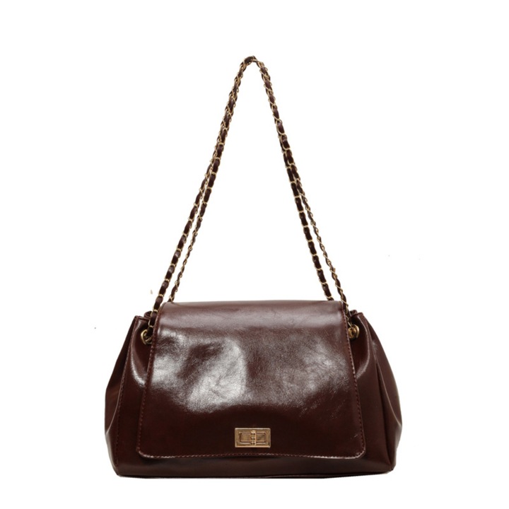 Чанта за през рамо BEIUEN, екологична кожа, голям капацитет, верига, презрамка, Visiniu