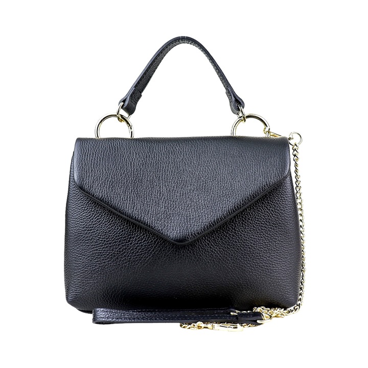 Дамска чанта Moranti Valery-M, естествена кожа, черна, ежедневен стил