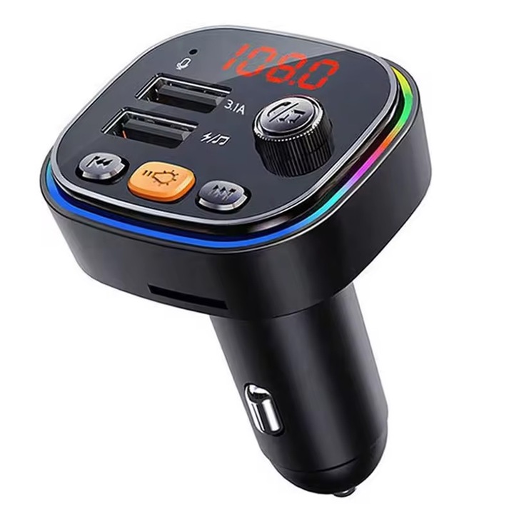 FM modulátor, Bluetooth FM adó autós töltő funkcióval, gyors töltés, USB port 5V3.1A