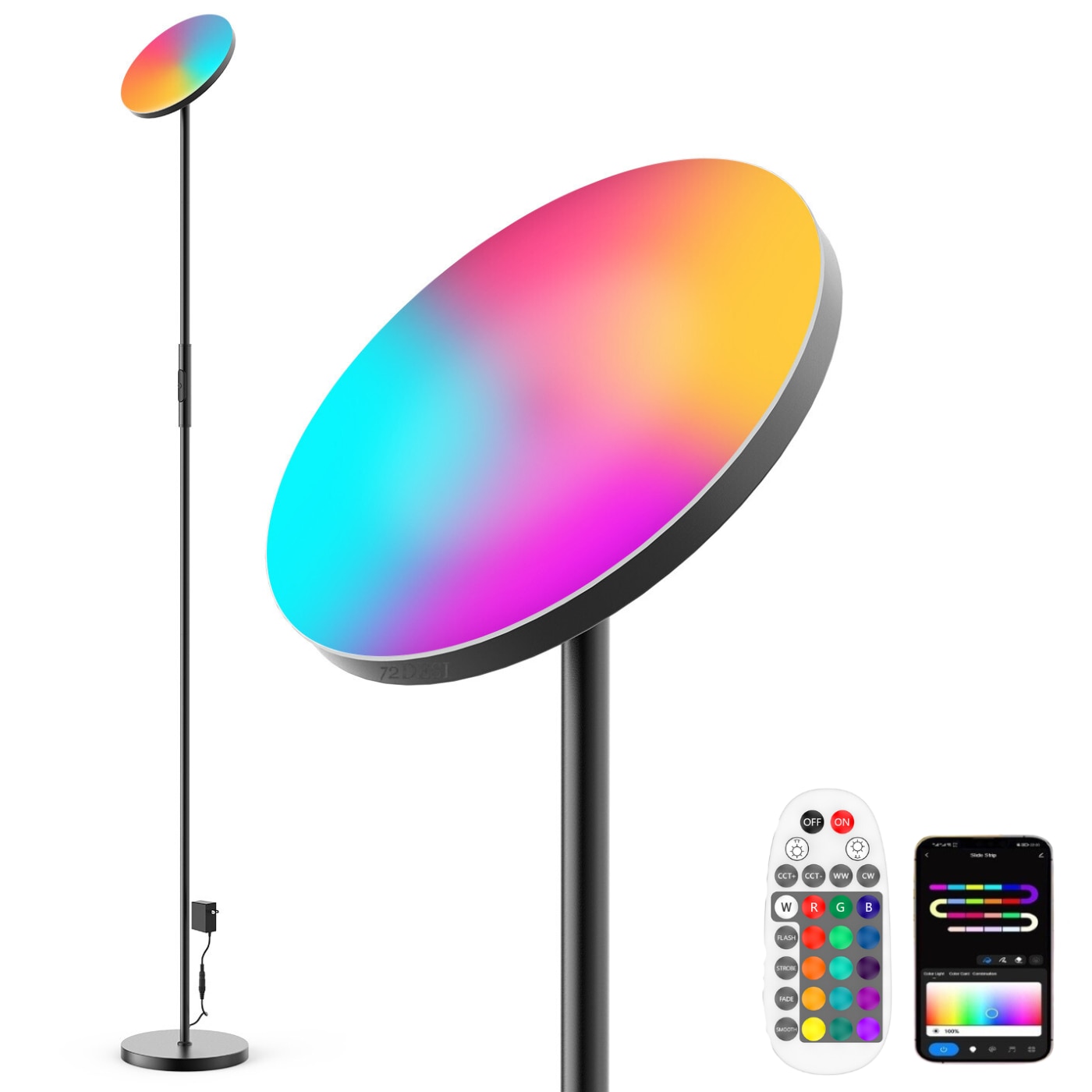Lampa Led de podea RGB 72DESI, 24W, 2700 lm, WIFI si Bluetooth 5.0 ...