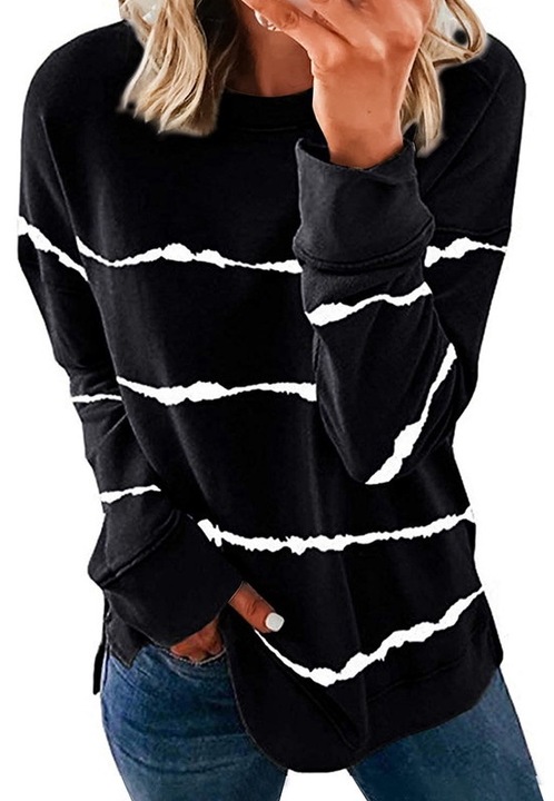 Bluza dama, Poliester, Negru/Alb, Alb/Negru