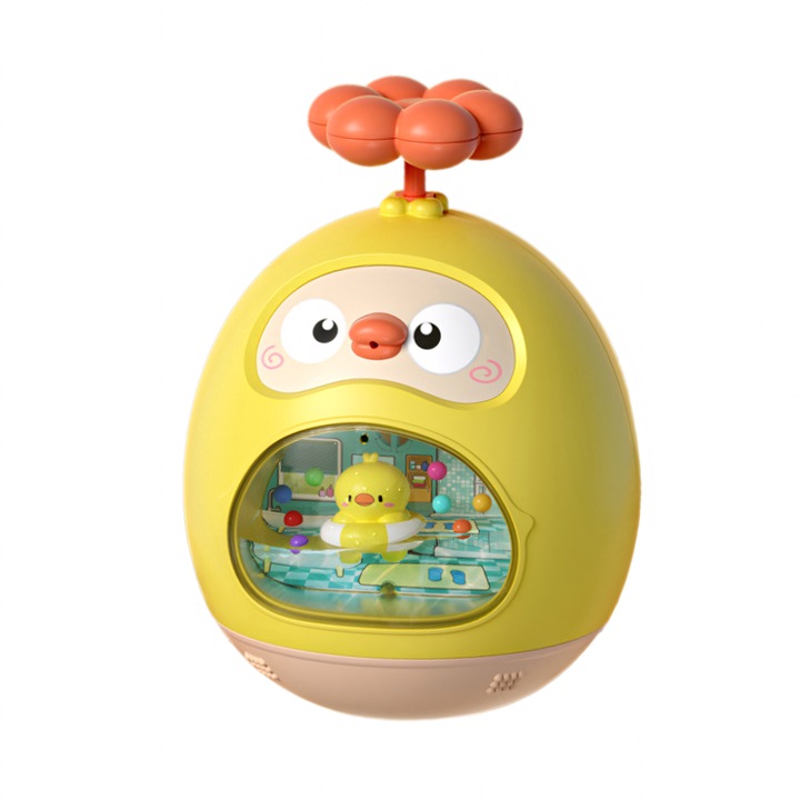 Többfunkciós fürdőjáték, kacsa fröccsenő és csörgő funkcióval, sárga