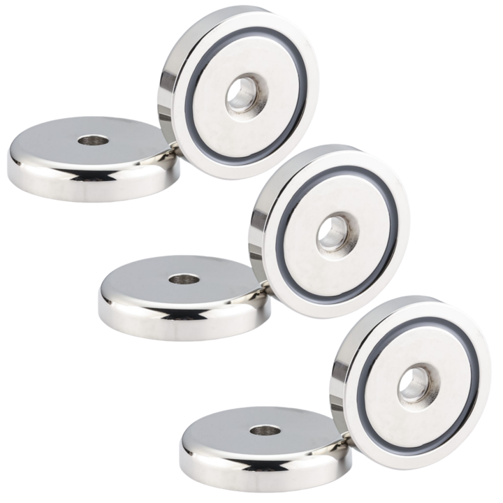 Комплект от 6 неодимови магнита, 20 мм, с отвор, enkourakoko, сребрист