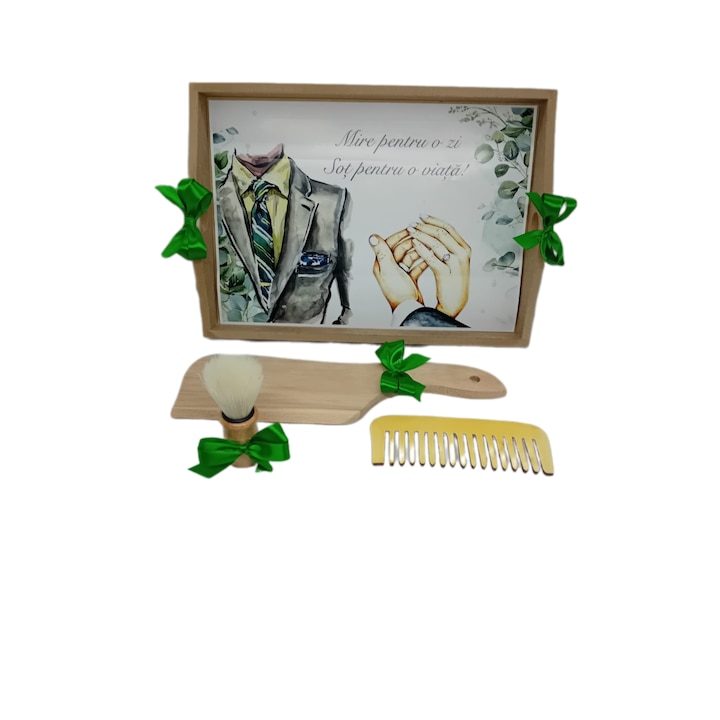 Set personalizat pentru nunta, gatitul mirelui format din 4 piese