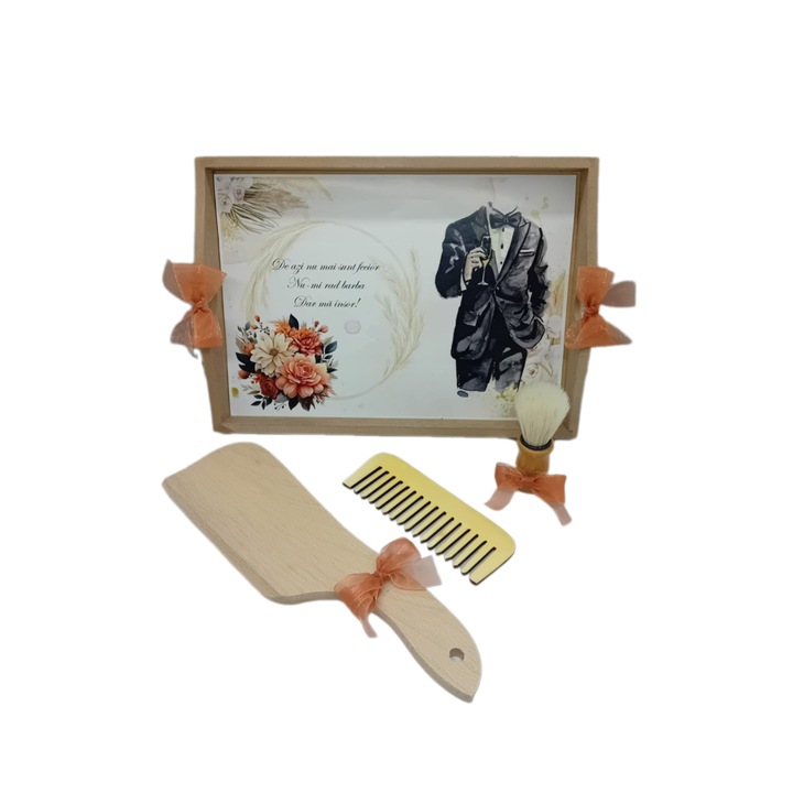 Set personalizat pentru nunta, gatitul mirelui, format din 4 piese