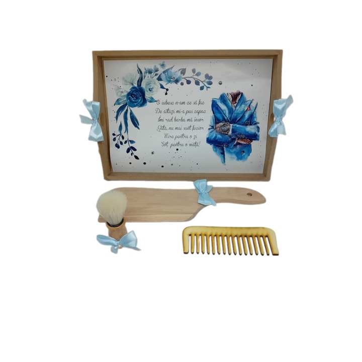 Set personalizat pentru nunta, gatitul mirelui, format din 4 piese