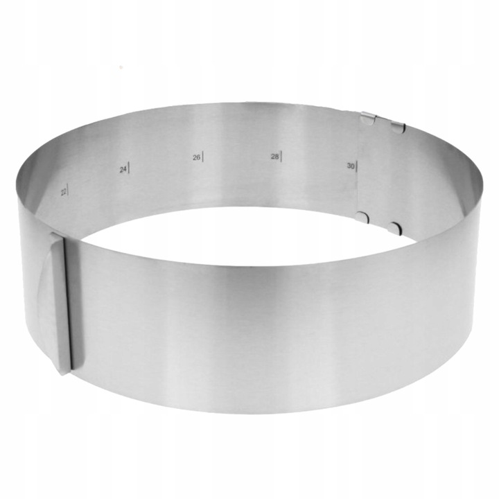Cerc patiserie, PrzydaSie.pl, Inox, Diametru reglabil 16-30 cm, Inaltime 8 cm, Argintiu