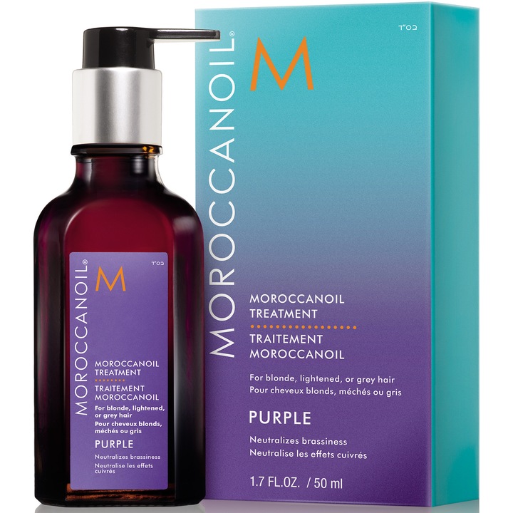 Ulei tratament Moroccanoil Purple pentru par blond, cu reflexii deschise sau grizonat, 50 ml