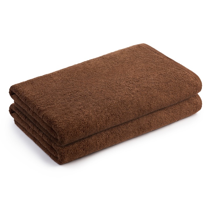 Комплект 2 кърпи за тяло/плаж Hotel Supplier, 80 x 180 см, 100% памук, 500 GSM, Кафяв
